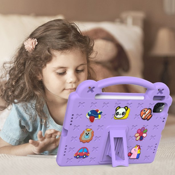 Дитячий чохол для планшета iPad 10.9 2022 10 Gen, Cute Patterns, з підставкою, фіолетовий