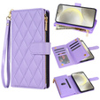 чехол-крышка для Samsung Galaxy A56 5G, Rhombus Crossbody Leather, фиолетовый