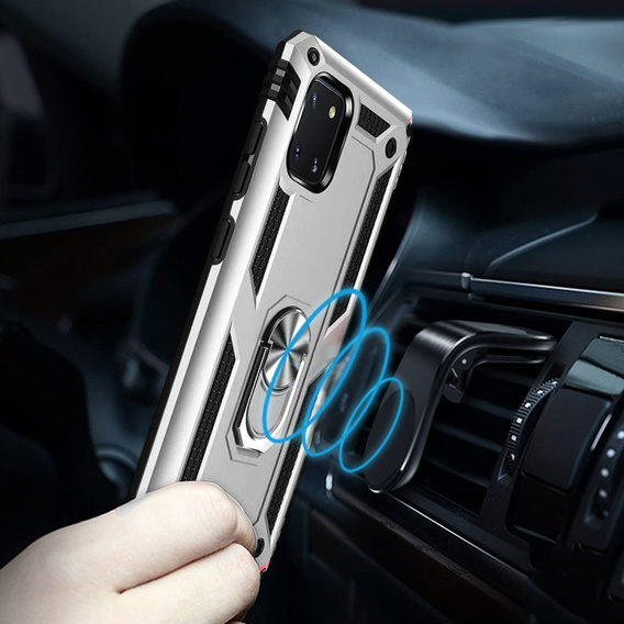 Бронированный Чехол до Samsung Galaxy Note 10 Lite, Nox Case Ring, серебряный