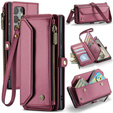 Чехол CASEME для Samsung Galaxy S25 Ultra, RFID Leather Wallet, с плечевым ремнем, красный