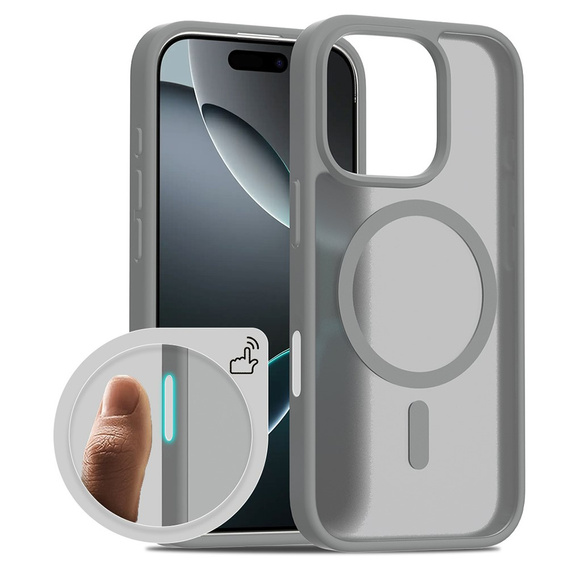 Чохол ERBORD з MagSafe для iPhone 16 Pro Max, Matte Case, з активною кнопкою, матовий / титановий сірий