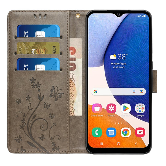 Откидной чехол для Samsung Galaxy A14 4G/5G, Mandala Flower, серый