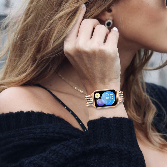 Бриллиантовый браслет для Xiaomi Smart Band 8 Pro, розовое золото