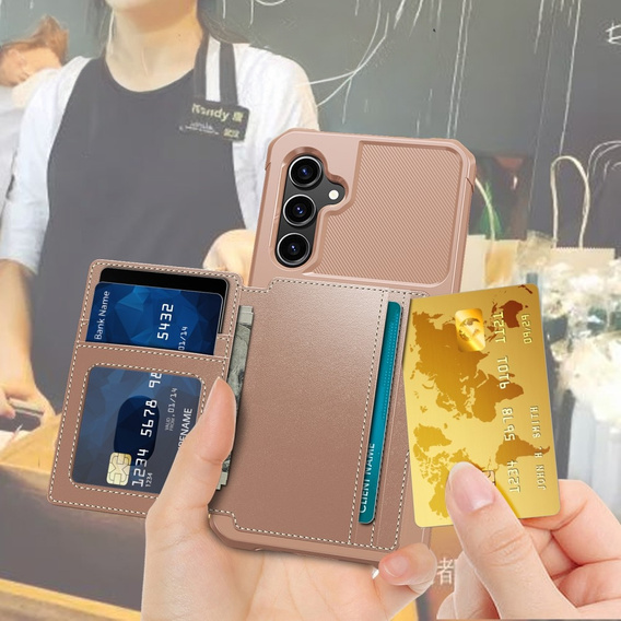 Чехол для Samsung Galaxy S23 FE, Card Holder Kickstand, розовый