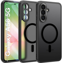 Чохол для Samsung Galaxy A56, для MagSafe, ERBORD Matt Case, чорний + захисне скло