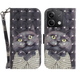 Откидной чехол для Xiaomi Redmi Note 13 5G, Wallet, Cat серый