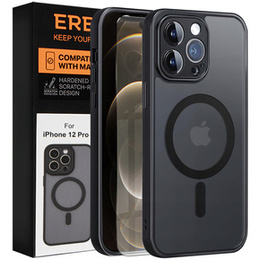 Чохол для iPhone 12 Pro Max, для MagSafe, ERBORD Matt Case, чорний + захисне скло