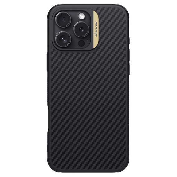 Чохол для iPhone 16 Pro Max, броньований Nillkin, Carbon Fiber, для Magsafe, золотий