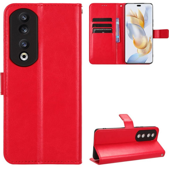 Футляр з клапаном для Honor 90, Crazy Horse Wallet, червоний