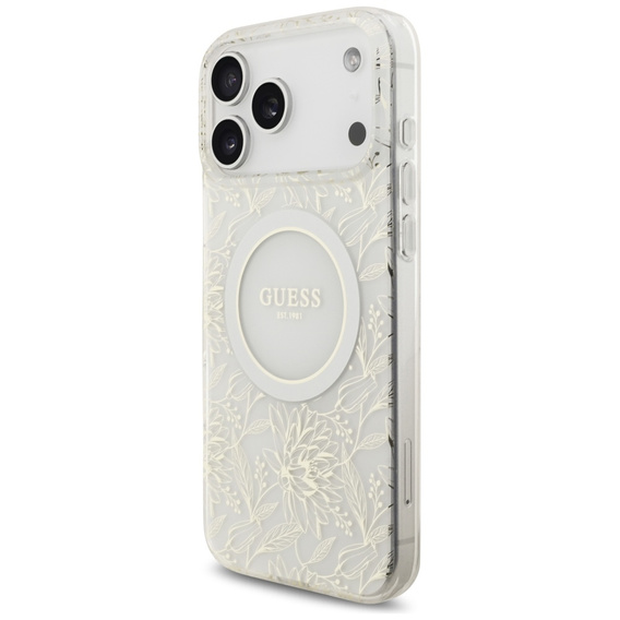 Чохол Guess IML Flowers Electroplated Allover With Beads Strap, для MagSafe, з ремінцем для iPhone 17 Pro Max