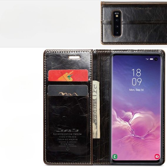 Флип-кейс CASEME для Samsung Galaxy S10+ Plus, Waxy Textured, кофе