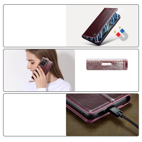 Флип-кейс CASEME для Samsung Galaxy S21 Ultra 5G, Waxy Textured, красный