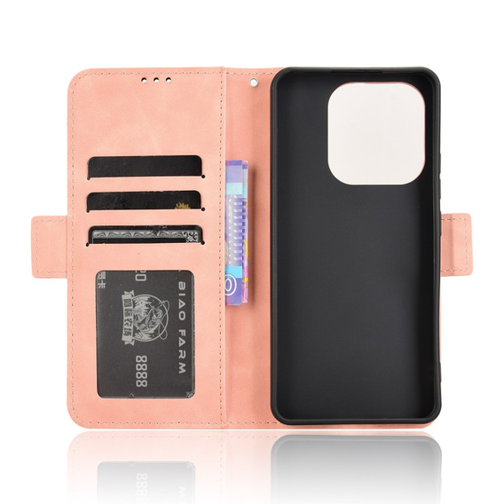 Футляр з клапаном для Xiaomi Redmi Note 14 4G, Card Slot, рожевий