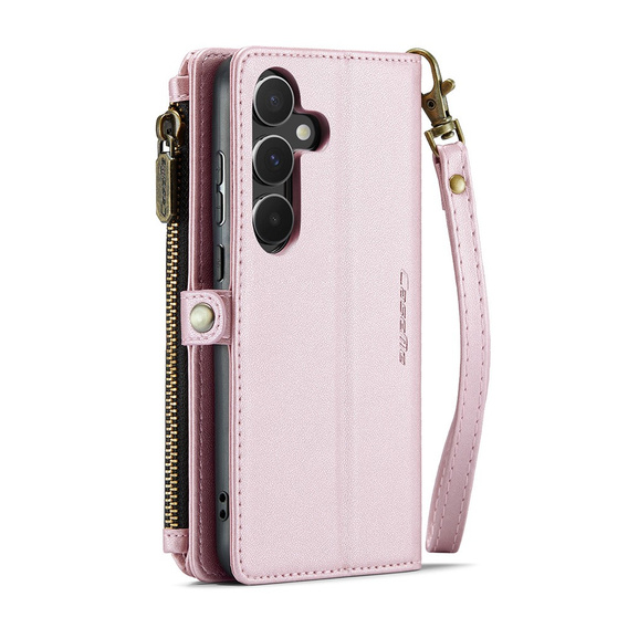 Чехол CASEME для Samsung Galaxy A55 5G, RFID Leather Wallet, с плечевым ремнем, розовый