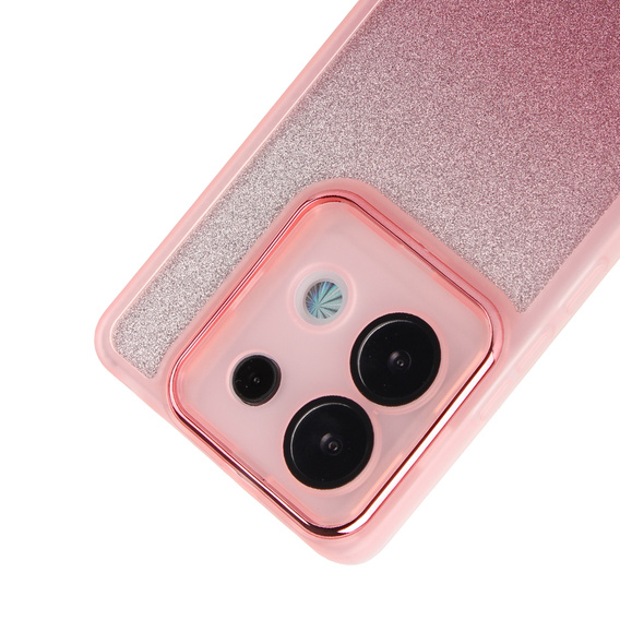 Чехол для Xiaomi Redmi Note 13 5G, Glittery Powder, розовый + закаленное стекло 9H