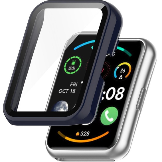Чехол 2 в 1 + закаленное стекло для Huawei Watch Fit / Fit SE, темно-синий