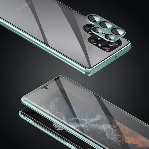 Чехол для Samsung Galaxy S23 Ultra, Magnetic Dual Glass, зелёный