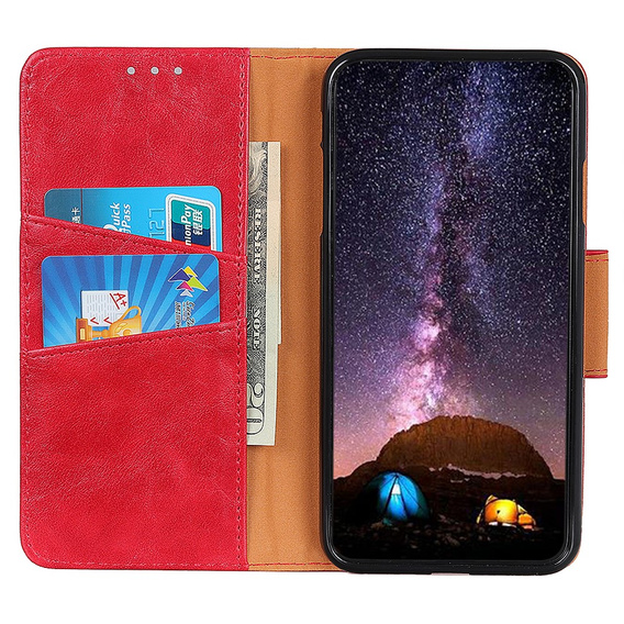 Откидной чехол для Samsung Galaxy S25 Edge, Crazy Horse Wallet, красный
