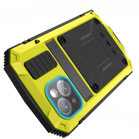 Чехол для iPhone 15 Plus, R-JUST, бронированный, жёлтый / черный