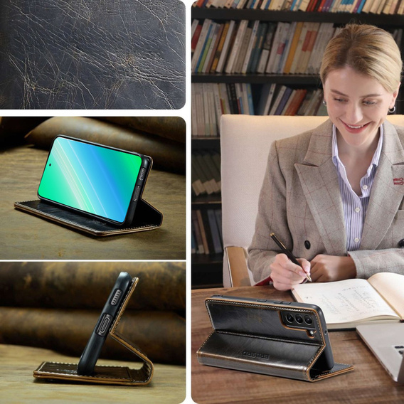 Откидной чехол для Samsung Galaxy S23, ERBORD Waxy Wallet, коричневый