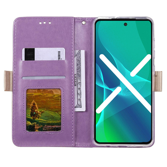 Чохол-кришка для Samsung Galaxy S22+ Plus 5G, Wallet Pocket Zipper Lace, фіолетовий