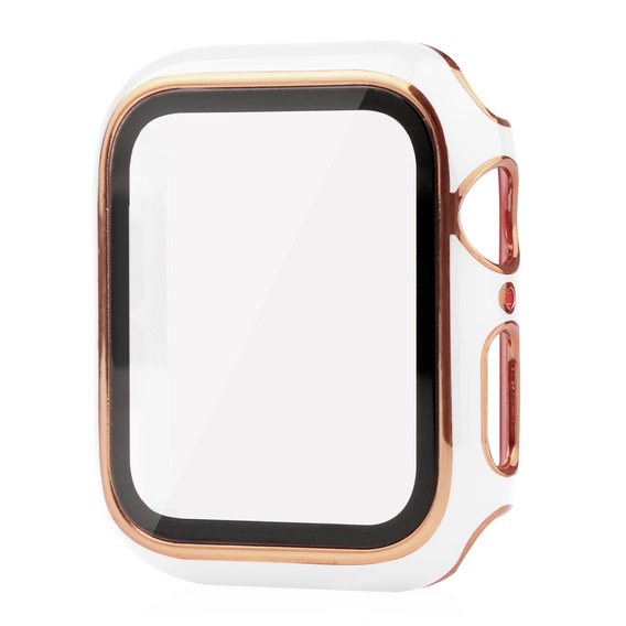2в1 чехол и защитное стекло для часов Apple Watch 7/8 45mm - White / Gold