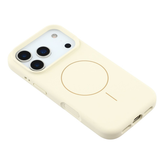 Силиконовый чехол для iPhone 17 Pro, для MagSafe, противоударный, бежевый