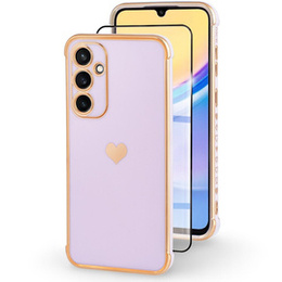 Чохол для Samsung Galaxy A15 4G / 5G, Electro heart, фіолетовий + Full Glue Ceramic Glass
