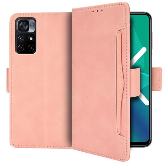 Футляр з клапаном для Xiaomi Poco M4 Pro 5G / Redmi Note 11S 5G, Card Slot, рожевий