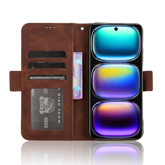 Футляр з клапаном для Infinix Hot 50i 4G, Card Slot, коричневий