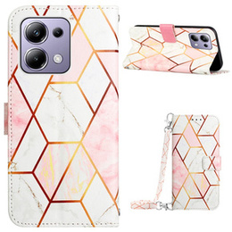 Откидной чехол для Xiaomi Redmi Note 13 Pro 4G / Xiaomi Redmi Note 14S / Xiaomi Poco M6 Pro 4G, Wallet, Marble розовый