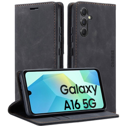 Чехол для Samsung Galaxy A16, ERBORD Vintage, бумажник с клапаном, чёрный