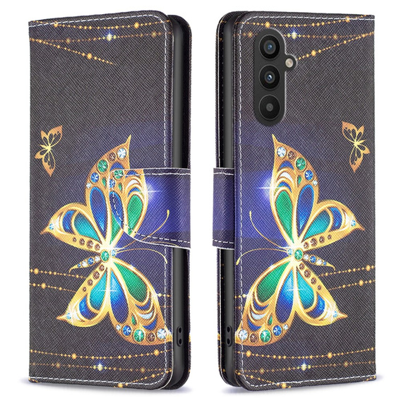 Чохол-книжка для Samsung Galaxy A25 5G, Wallet Butterfly, чорний + скло 9H 