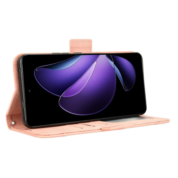 Футляр з клапаном для Oppo Reno 13F / Oppo Reno 13FS, Card Slot, рожевий