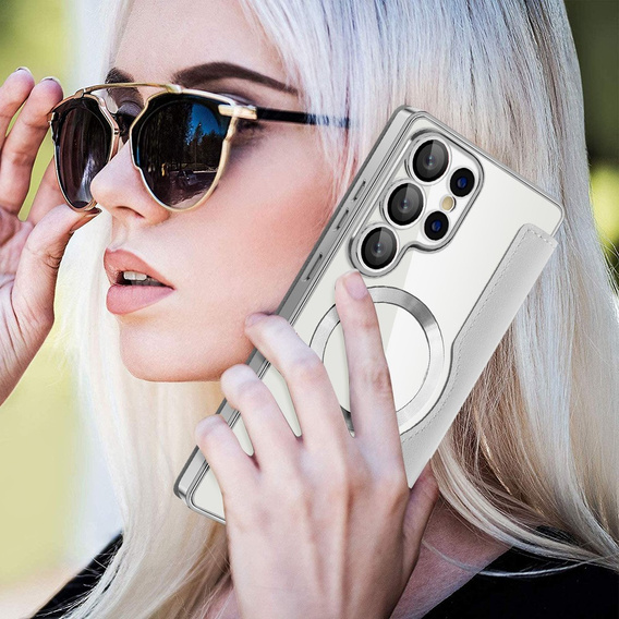 Чохол-книжка для Samsung Galaxy S25 Ultra, RFID Wallet MagSafe CamShield, сріблястий