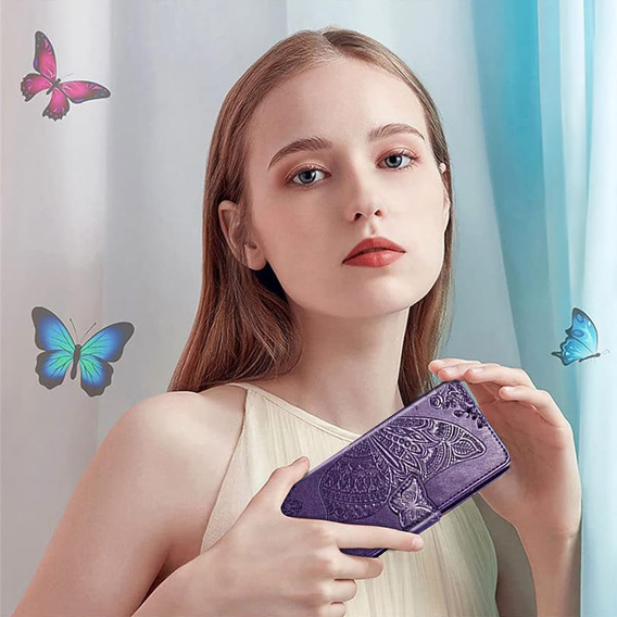 Откидной чехол для Motorola Edge 60 / 60 Fusion, Butterfly, фиолетовый