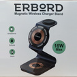 Индуктивное зарядное устройство ERBORD 3-в-1 для смартфона, Apple Watch и AirPods 2 / 3 / Pro, черное