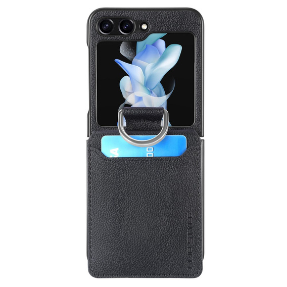 Чохол для Samsung Galaxy Z Flip7 FE / Z Flip6, Card Slot Ring Case, чорний