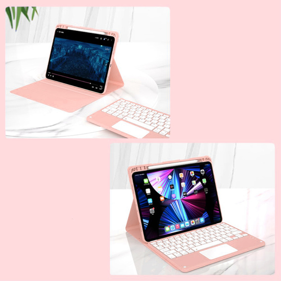 Чехол + клавиатура iPad Air 10.9 4 2020 / 5 2022, Touchpad, розовый rose gold