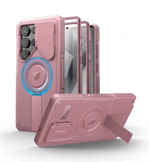 Броньований чохол для Samsung Galaxy S25 Ultra, Dexnor CamProtect MagSafe, рожевий (Дві рамки)