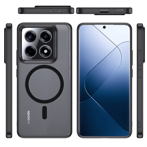 Чохол для Xiaomi 14T, для MagSafe, ERBORD Matt Case, чорний + захисне скло