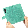 Откидной чехол для Samsung Galaxy A14 4G/5G, Mandala Flower, зелёный