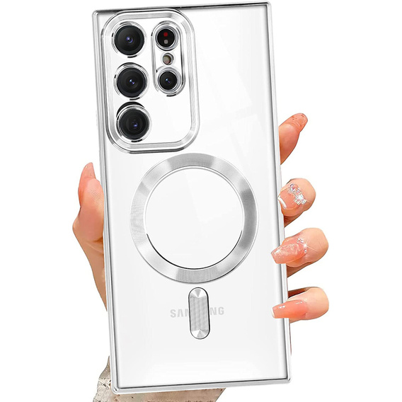 Чехол до Samsung Galaxy S23 Ultra, MagSafe Hybrid, серебряный