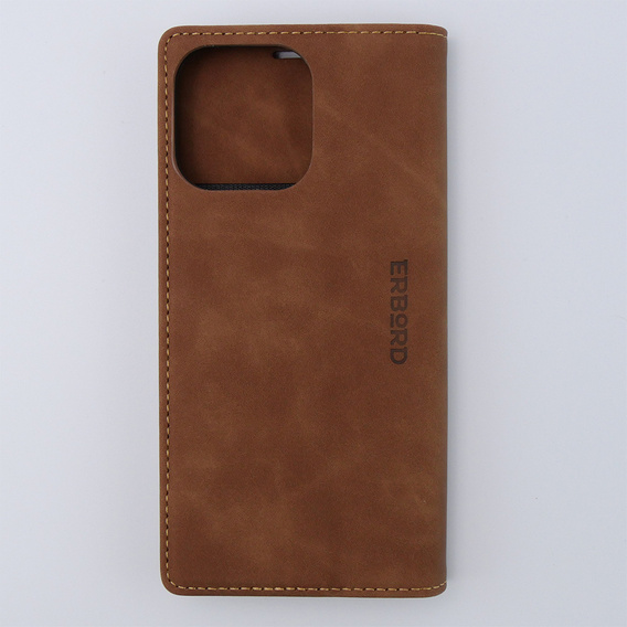 Чохол для iPhone 15 Pro, ERBORD Vintage, гаманець з клапаном, коричневий