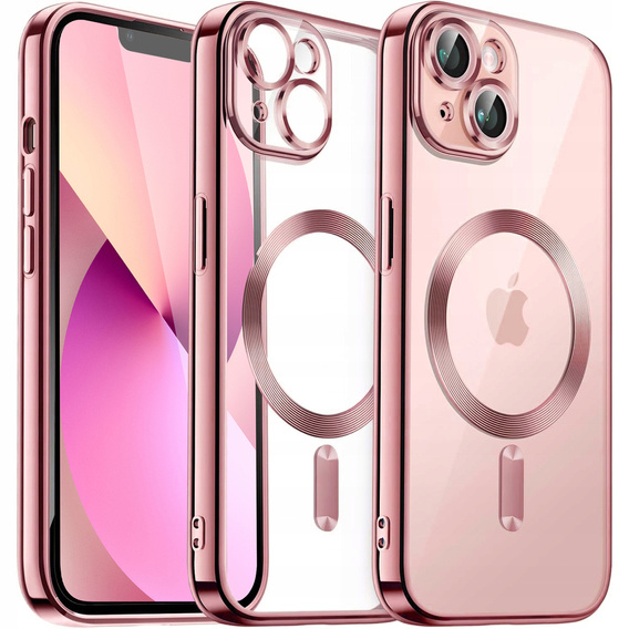 Чехол для iPhone 13, Electro MagSafe, розовый + стекло для экрана