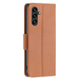 Откидной чехол для Samsung Galaxy A15, Wallet Litchi Leather, коричневый + 9H стекло 
