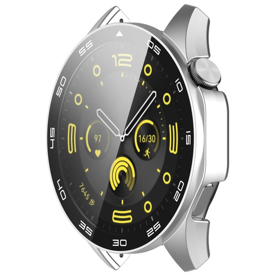 Чехол 2 в 1 + закаленное стекло для Huawei Watch GT 4 46mm, серебряный
