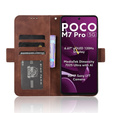Откидной чехол для Xiaomi Poco M7 Pro 5G, Card Slot, коричневый