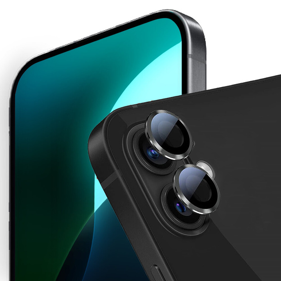 2x закаленное стекло ERBORD OPTIK Pro для камеры iPhone 16 / 16 Plus, чёрный