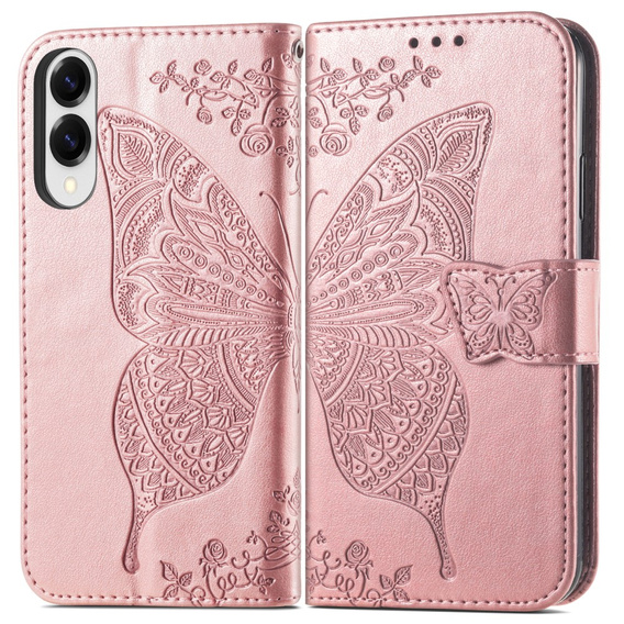 Чохол-книжка для Samsung Galaxy S25 Edge, Butterfly, рожевий rose gold